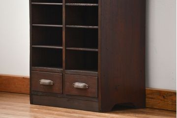 アンティーク家具　アンティーク　引き出し付き!古い木の書類棚(カルテケース、小引き出し)