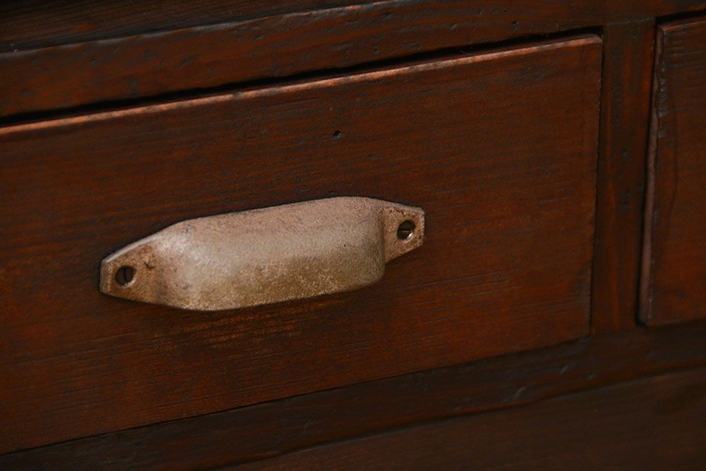 アンティーク家具　アンティーク　引き出し付き!古い木の書類棚(カルテケース、小引き出し)