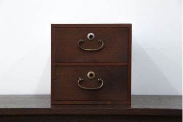 レトロ家具　昭和レトロ 古い木の二段小引き出し