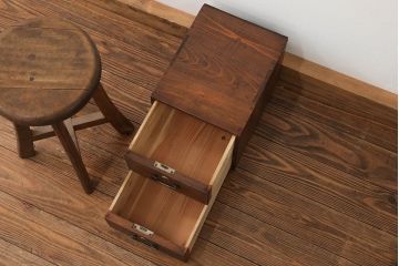 レトロ家具　昭和レトロ 古い木の二段小引き出し