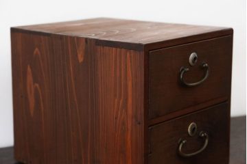 レトロ家具　昭和レトロ 古い木の二段小引き出し