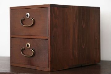 レトロ家具　昭和レトロ 古い木の二段小引き出し