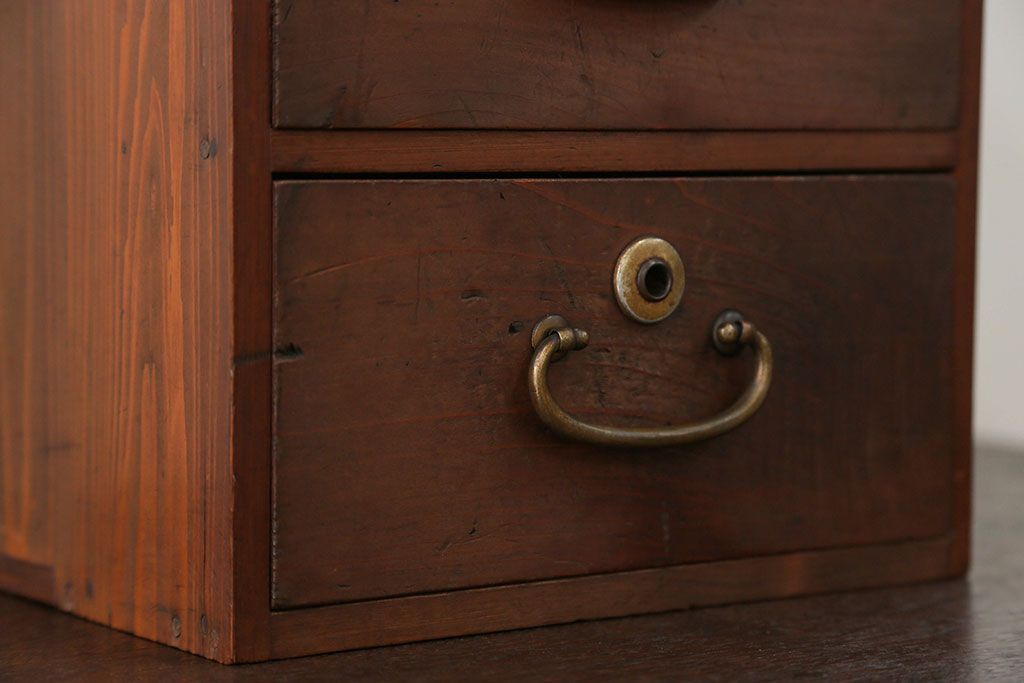 レトロ家具　昭和レトロ 古い木の二段小引き出し