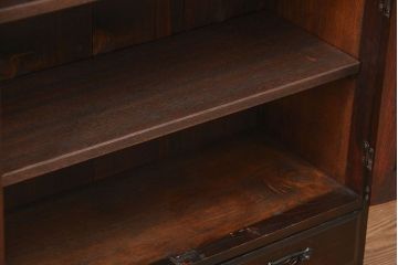 アンティーク家具　アンティーク 古い栓材の小振りな丸窓本箱(ブックケース、収納棚)