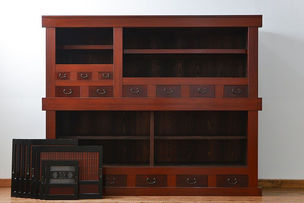 アンティーク家具　古民具・骨董 前面欅材!美しい七尺近江水屋箪笥