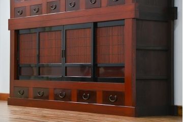 アンティーク家具　古民具・骨董 前面欅材!美しい七尺近江水屋箪笥