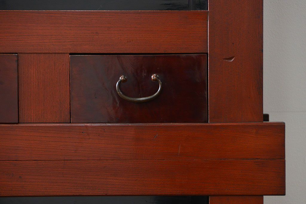 アンティーク家具　古民具・骨董 前面欅材!美しい七尺近江水屋箪笥