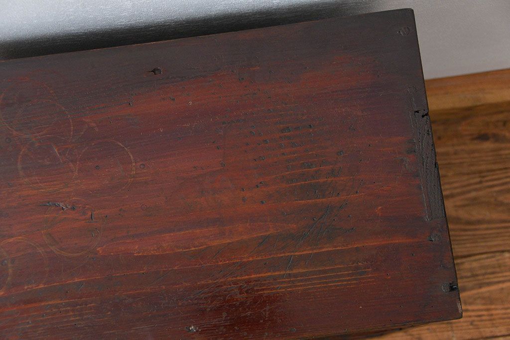 アンティーク家具　アンティーク 古い木の小振りな書類棚(マス目棚、収納棚、飾り棚)