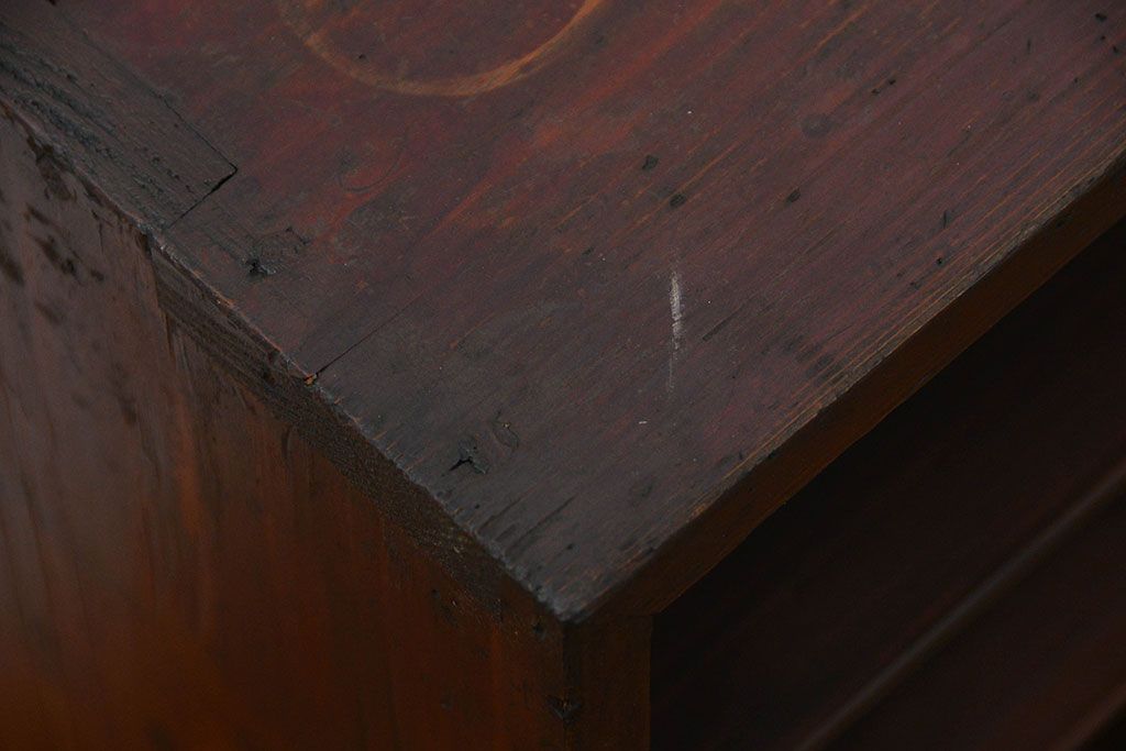 アンティーク家具　アンティーク 古い木の小振りな書類棚(マス目棚、収納棚、飾り棚)