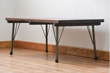 アンティーク家具　アンティーク 古材天板の鉄脚センターテーブル(机、作業台)