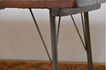 アンティーク家具　アンティーク 古材天板の鉄脚センターテーブル(机、作業台)