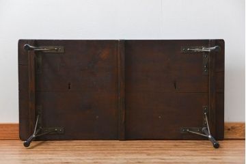 アンティーク家具　アンティーク 古材天板の鉄脚センターテーブル(机、作業台)