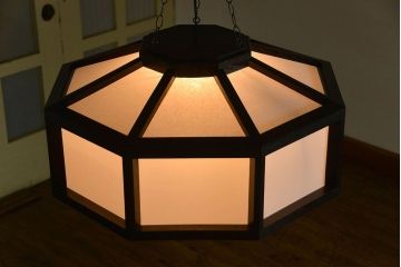 ビンテージ 松本民芸家具 欅製 吊大アンドンをリメイクした吊り下げ照明(1)(天井照明)