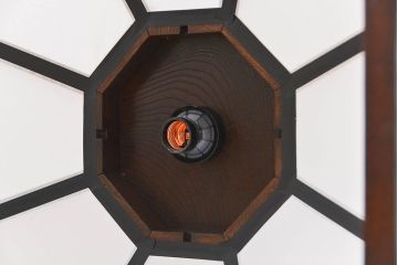 ビンテージ 松本民芸家具 欅製 吊大アンドンをリメイクした吊り下げ照明(1)(天井照明)