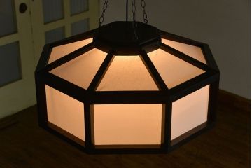 ビンテージ 松本民芸家具 欅製 吊大アンドンをリメイクした吊り下げ照明(2)(天井照明)