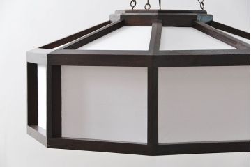 ビンテージ 松本民芸家具 欅製 吊大アンドンをリメイクした吊り下げ照明(2)(天井照明)