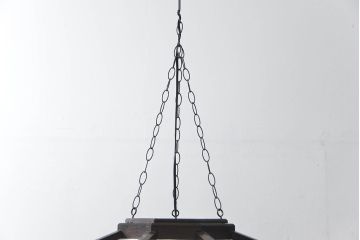 ビンテージ 松本民芸家具 欅製 吊大アンドンをリメイクした吊り下げ照明(2)(天井照明)