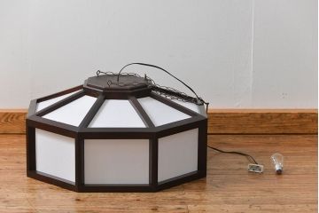 ビンテージ 松本民芸家具 欅製 吊大アンドンをリメイクした吊り下げ照明(2)(天井照明)