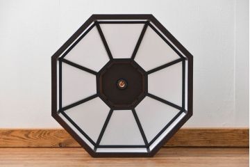 ビンテージ 松本民芸家具 欅製 吊大アンドンをリメイクした吊り下げ照明(2)(天井照明)