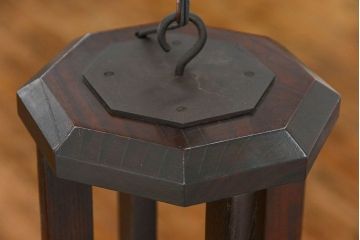 ビンテージ 松本民芸家具 希少な欅製 吊大アンドン(1)(天井照明、吊り下げ照明)