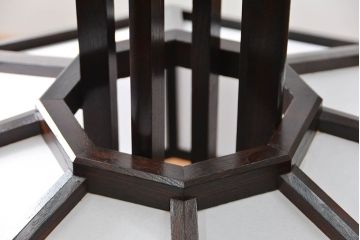 ビンテージ 松本民芸家具 希少な欅製 吊大アンドン(1)(天井照明、吊り下げ照明)