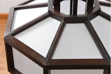 ビンテージ 松本民芸家具 希少な欅製吊大アンドン(2)(天井照明、吊り下げ照明)