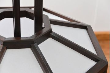 ビンテージ 松本民芸家具 希少な欅製吊大アンドン(2)(天井照明、吊り下げ照明)