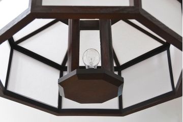 ビンテージ 松本民芸家具 希少な欅製吊大アンドン(2)(天井照明、吊り下げ照明)