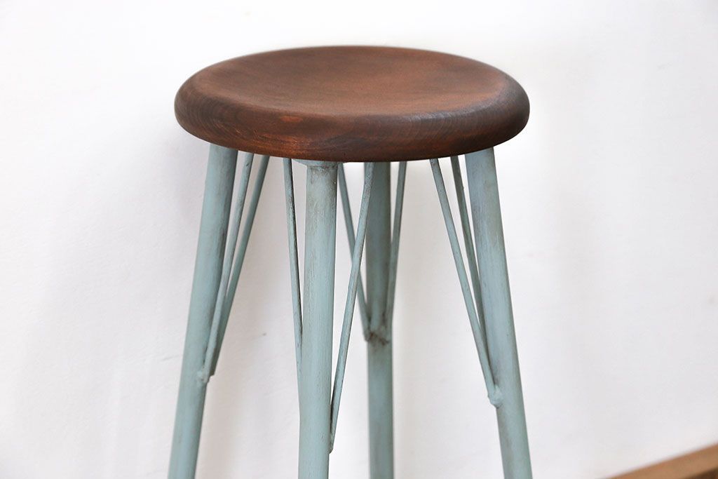 ラフジュ工房オリジナル　アイアンペイントハイスツール(4)(丸椅子、丸イス)