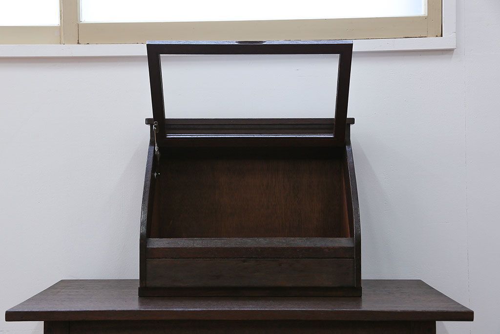 アンティーク家具　アンティーク 引き出し付きの卓上ガラスケース(ショーケース)