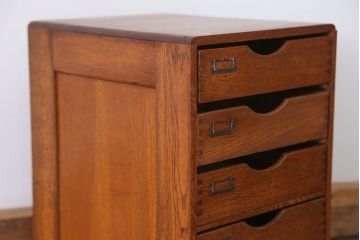 アンティーク家具　アンティーク 古いナラ材の上質な五段小引き出し(書類ケース)