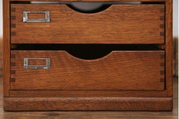 アンティーク家具　アンティーク 古いナラ材の上質な五段小引き出し(書類ケース)