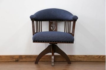 アンティーク家具　大正ロマン 古いナラ材の上品な回転椅子(回転イス、ドクターチェア)