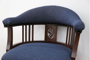 アンティーク家具　大正ロマン 古いナラ材の上品な回転椅子(回転イス、ドクターチェア)
