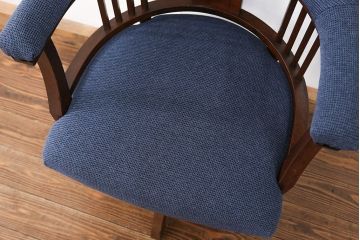アンティーク家具　大正ロマン 古いナラ材の上品な回転椅子(回転イス、ドクターチェア)