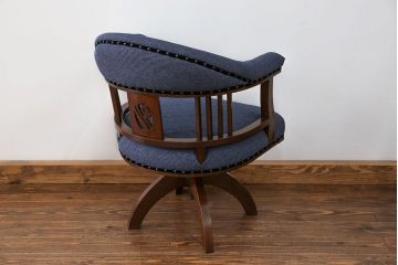アンティーク家具　大正ロマン 古いナラ材の上品な回転椅子(回転イス、ドクターチェア)
