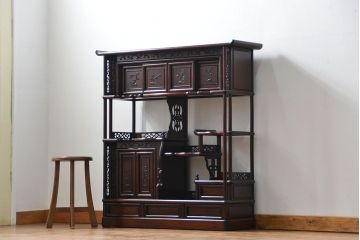 アンティーク家具　古民具・骨董 1970年頃　唐木製の高級茶棚(茶箪笥、飾り棚)