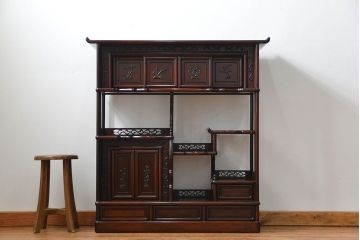 アンティーク家具　古民具・骨董 1970年頃　唐木製の高級茶棚(茶箪笥、飾り棚)