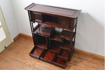 アンティーク家具　古民具・骨董 1970年頃　唐木製の高級茶棚(茶箪笥、飾り棚)