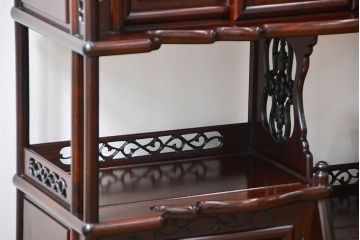 アンティーク家具　古民具・骨董 1970年頃　唐木製の高級茶棚(茶箪笥、飾り棚)