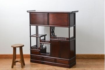 アンティーク家具　古民具・骨董 1970年頃　唐木製の高級茶棚(茶箪笥、飾り棚)