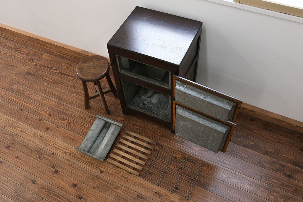 アンティーク雑貨　アンティーク 古いナラ材の木製冷蔵庫