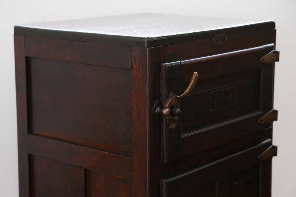 アンティーク雑貨　アンティーク 古いナラ材の木製冷蔵庫