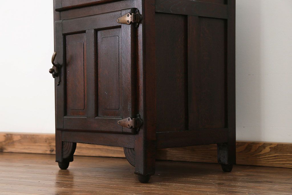 アンティーク雑貨　アンティーク 古いナラ材の木製冷蔵庫