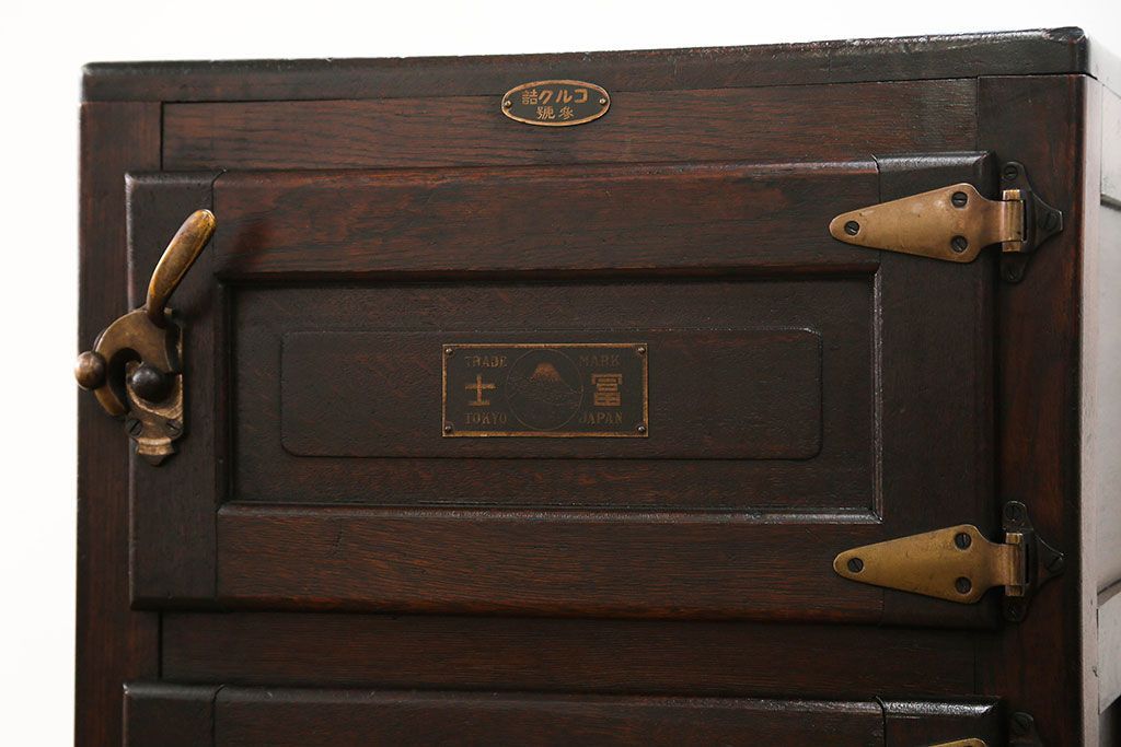 アンティーク雑貨　アンティーク 古いナラ材の木製冷蔵庫