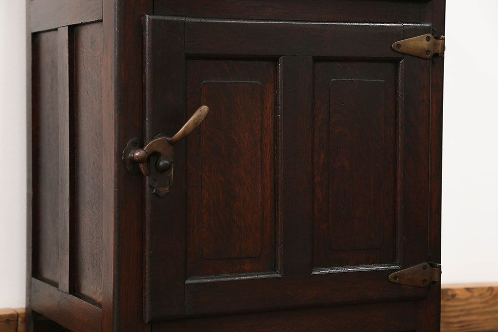 アンティーク雑貨　アンティーク 古いナラ材の木製冷蔵庫