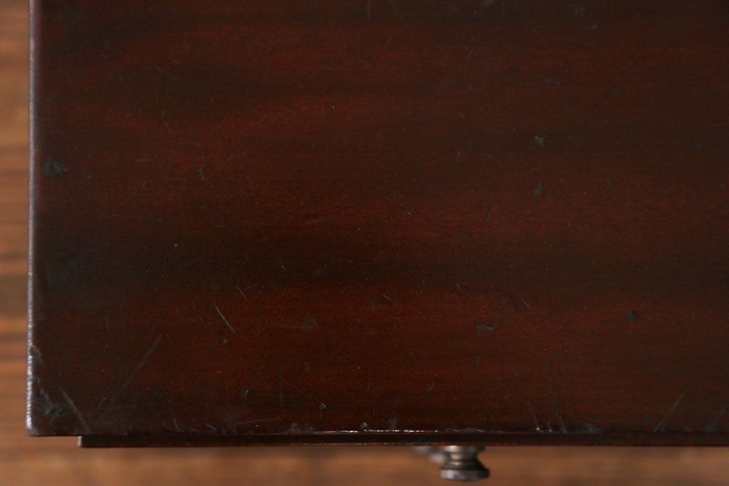 レトロ家具　昭和レトロ 古い木のシンプルなアンティーク三段小引き出し