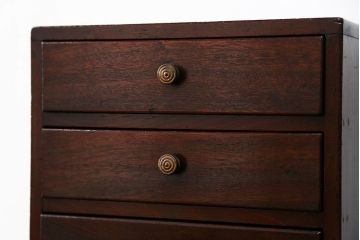 レトロ家具　昭和レトロ 古い木のシンプルなアンティーク三段小引き出し