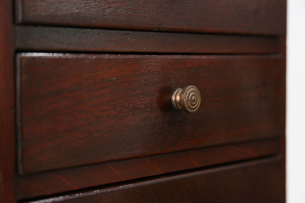 レトロ家具　昭和レトロ 古い木のシンプルなアンティーク三段小引き出し