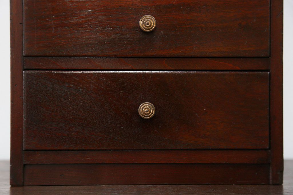 レトロ家具　昭和レトロ 古い木のシンプルなアンティーク三段小引き出し